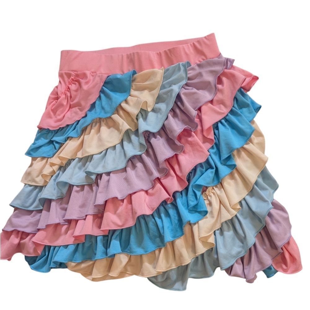 Girls Pastel Rainbow‎ Layered Ruffled Skirt